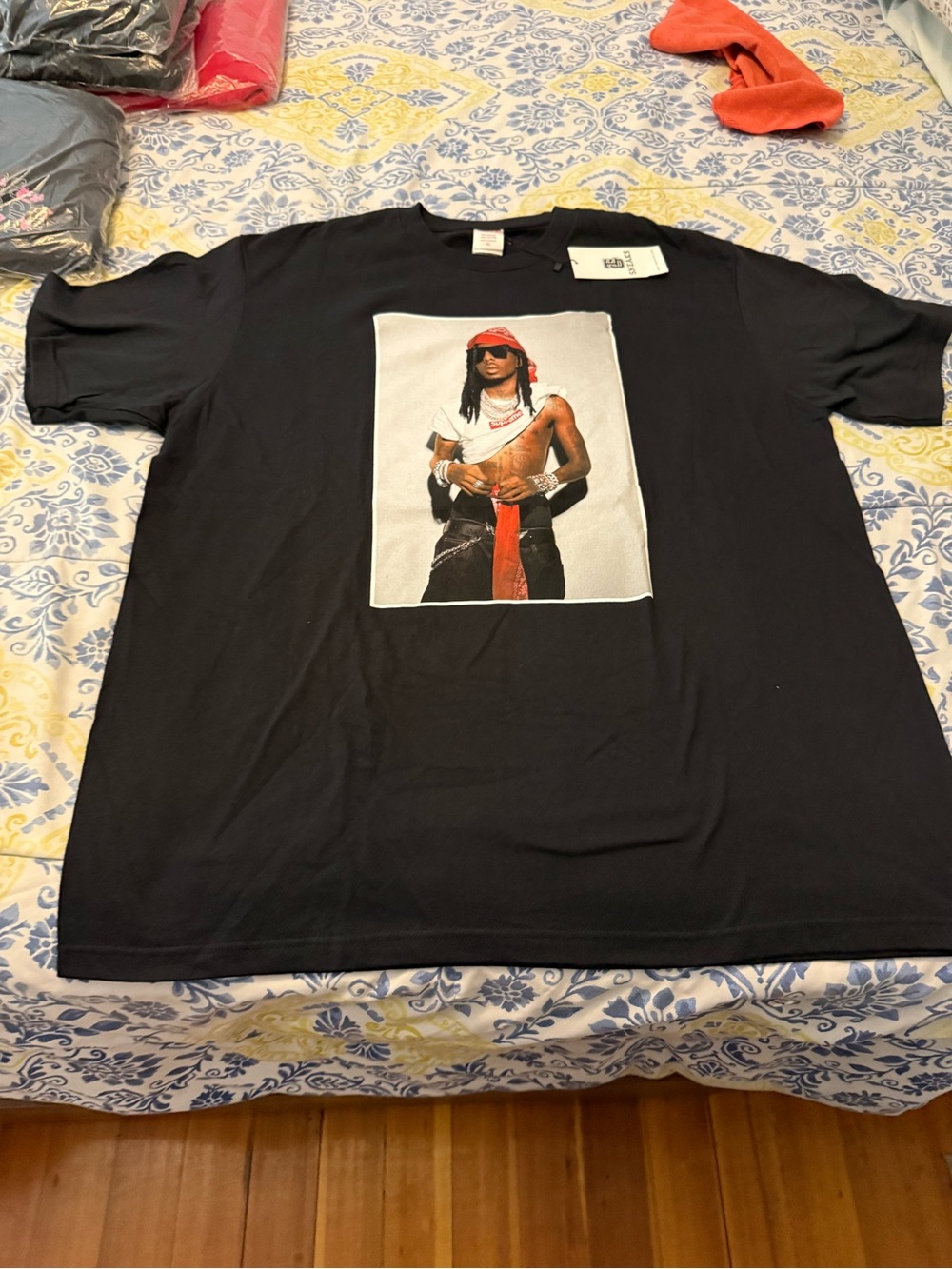 Supreme Playboi Carti Men’s Black Graphic T‑Shirt with Red Accent